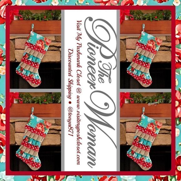 🦋 RARE! 🦋 Pioneer Woman Vintage Floral Ruffle Christmas Stockings Set of 4 - Picture 3 of 8